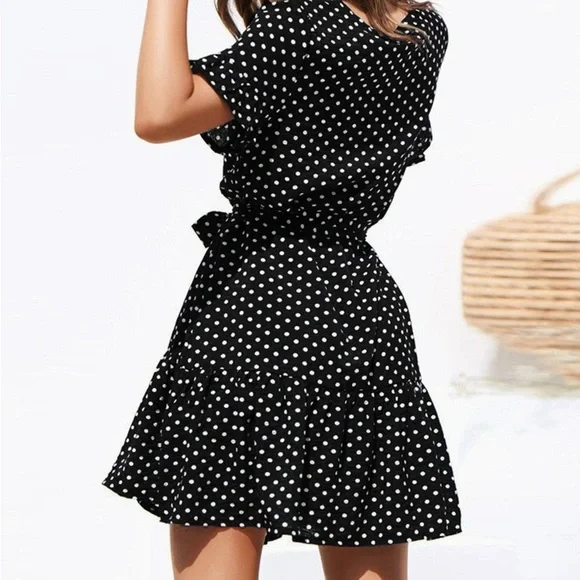 Women’s Polka Dot A-Line Loose Swing Dress Size M - Picture 2 of 13